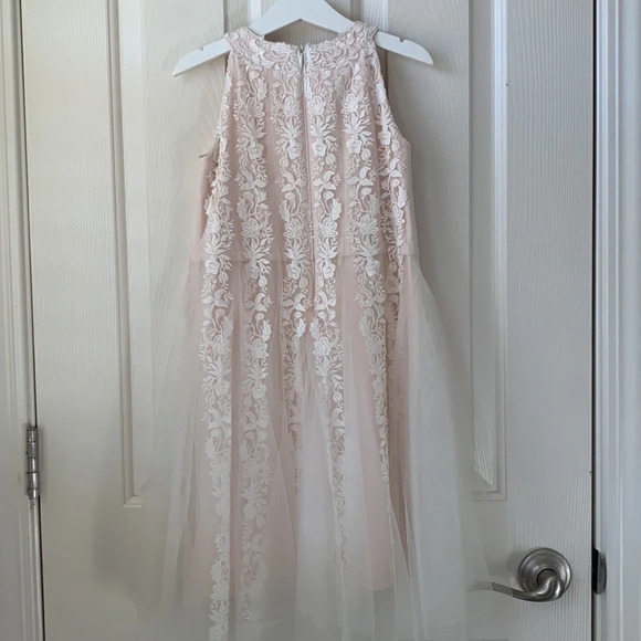 Tadashi Shoji Nissita Lace Tulle Dress Girl Size 6 Ivory/Blush - Picture 5 of 9